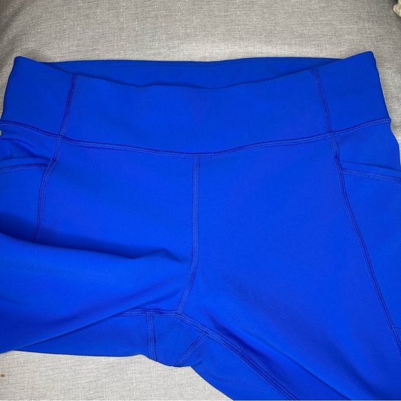 Lululemon Tight Stuff Crop Leggings Reflective with Side Pockets Cerulean Blue - Picture 9 of 12